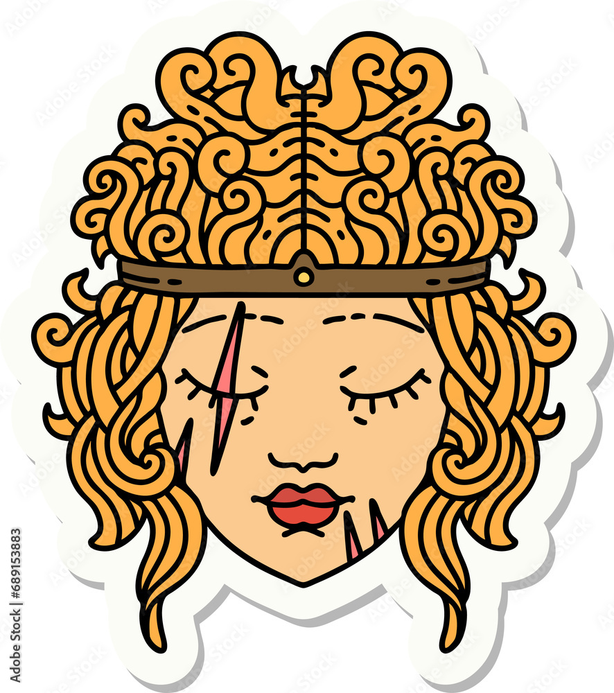 sticker of a human barbarian character sticker of a human barbarian character