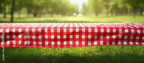 Checkered tablecloth in red...