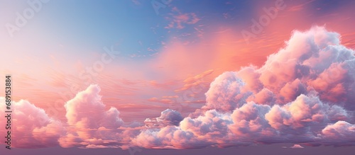 Gorgeous sunset with pink clouds on a colorful cloudy sky Copy space image Place for adding text or design photo