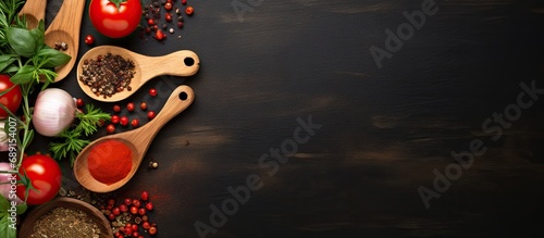 Dark background with a vege...