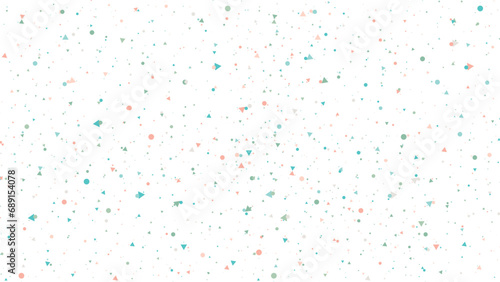Sparse Terrazzo Seamless Repeat Vector Pattern. Multicolor on white. Thousands of random non-overlapping elements. Generative Art