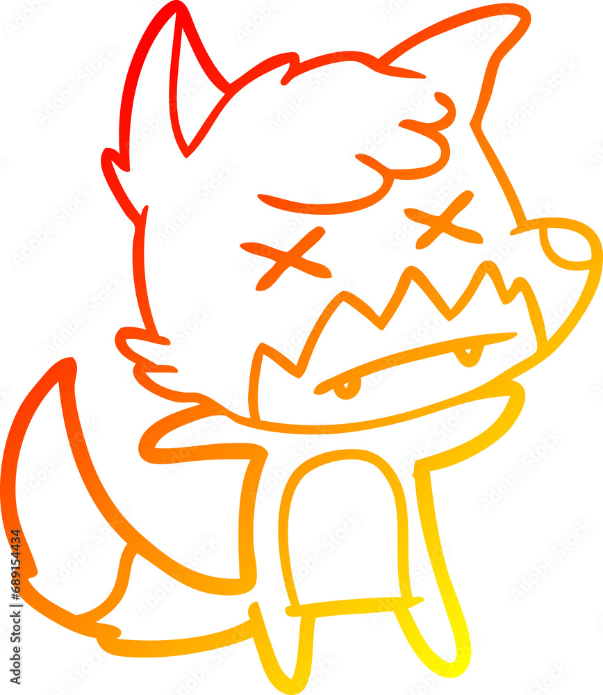 warm gradient line drawing of a cartoon dead fox warm gradient line drawing of a cartoon dead fox