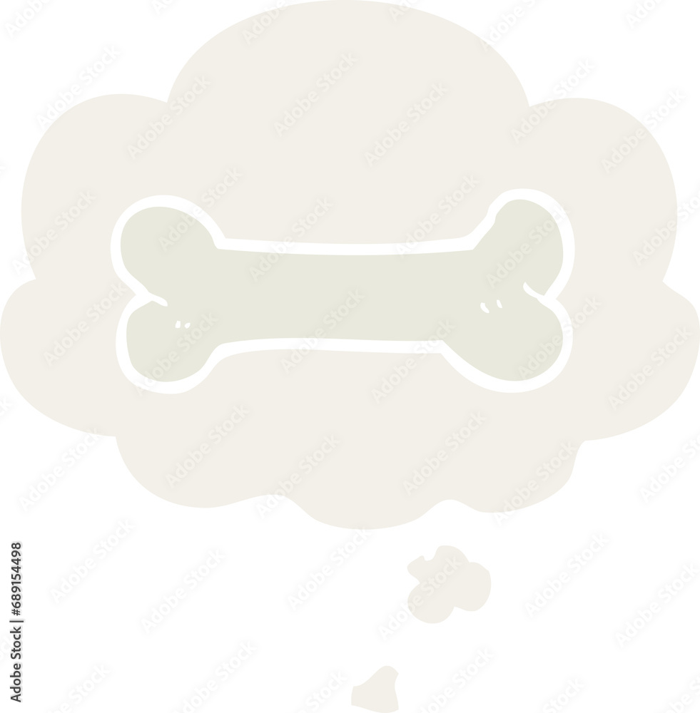 cartoon bone with thought bubble in retro style cartoon bone with thought bubble in retro style