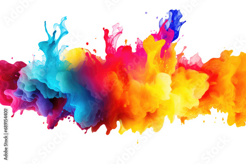 Vivid Holi Paint Splash: Ai-Generated Transparency With White Background, Png.