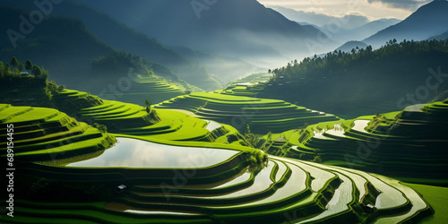 Amazing landscape of terraced rice field  photo