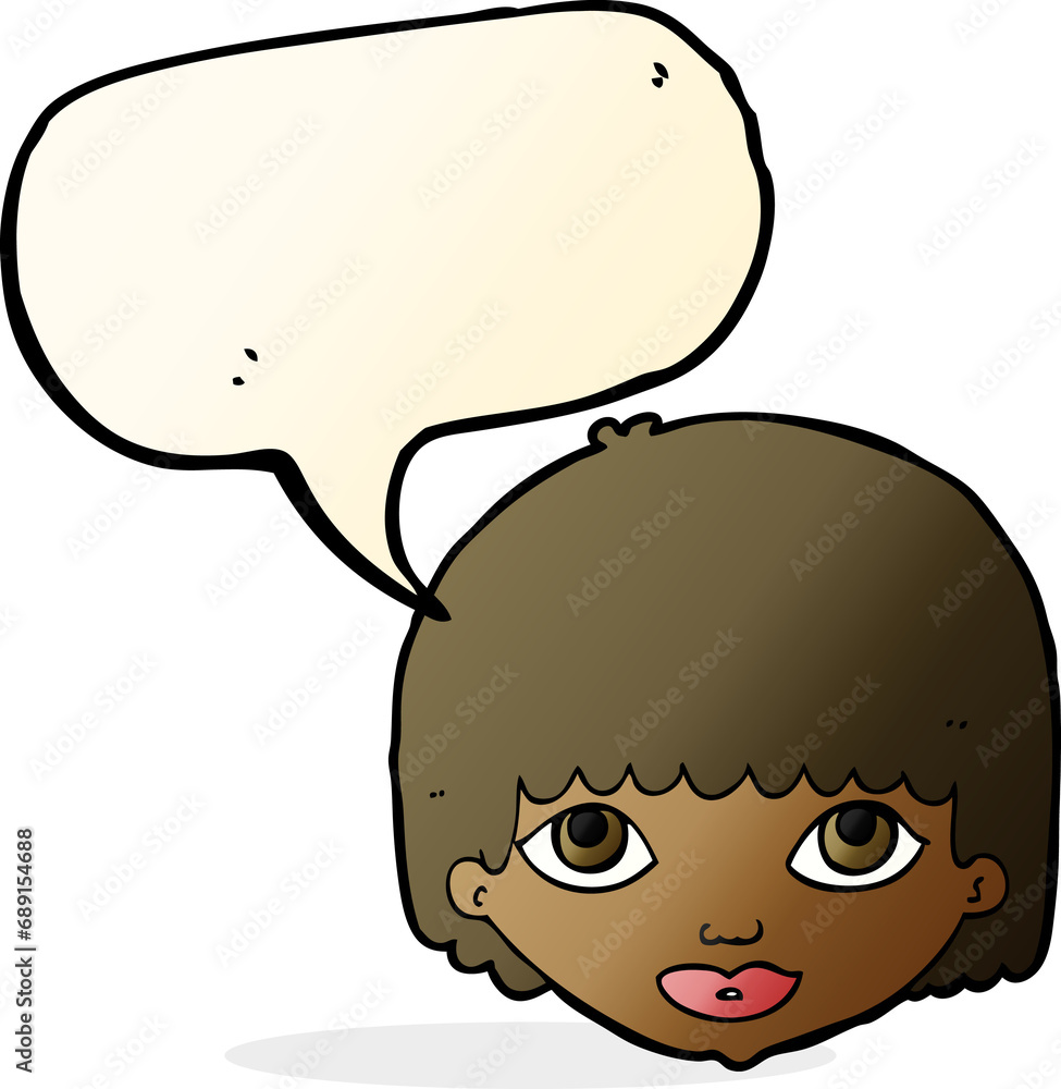 cartoon female face with speech bubble cartoon female face with speech bubble