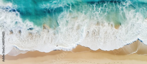 Aerial summer beach view wi...