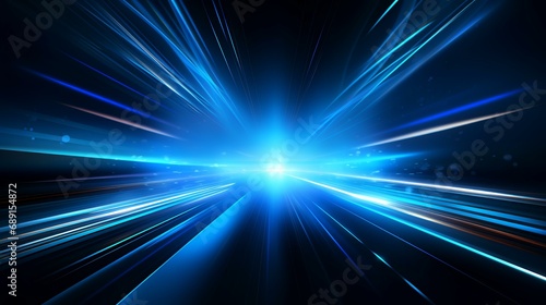 Abstract blue background with glowing lines and space for text. Vector illustration