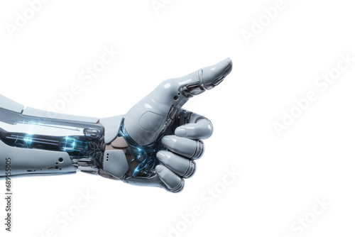 Cyborg Robotic Hand Pointing Finger, Isolated On Transparent Background, Png.