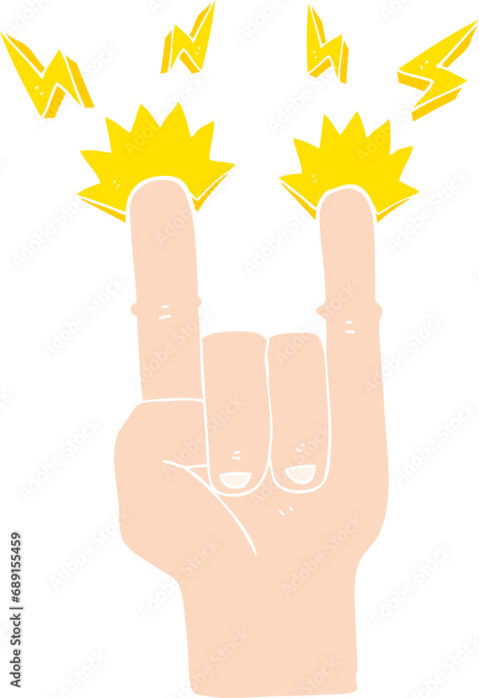 flat color illustration of hand making rock symbol flat color illustration of hand making rock symbol