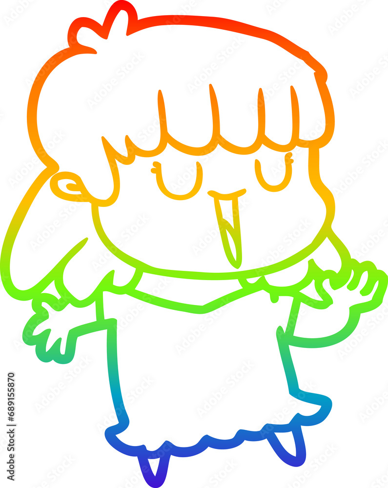 rainbow gradient line drawing of a cartoon woman rainbow gradient line drawing of a cartoon woman