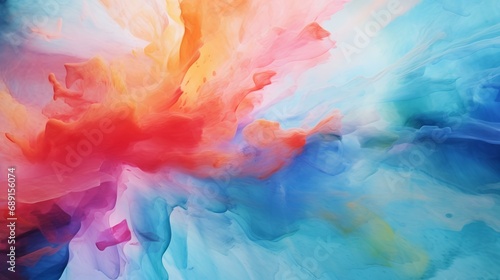 abstract background of acrylic paint in blue, orange and pink colors © Sumera