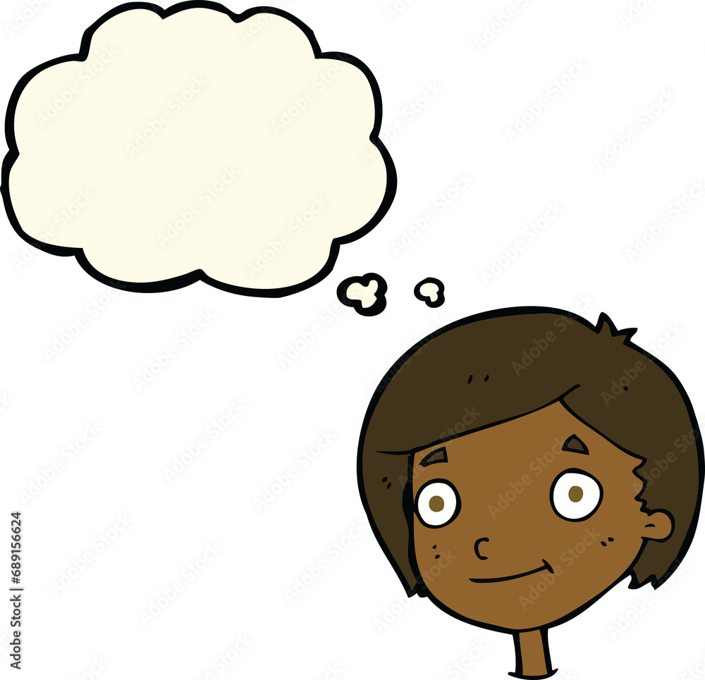 cartoon happy boy with thought bubble cartoon happy boy with thought bubble
