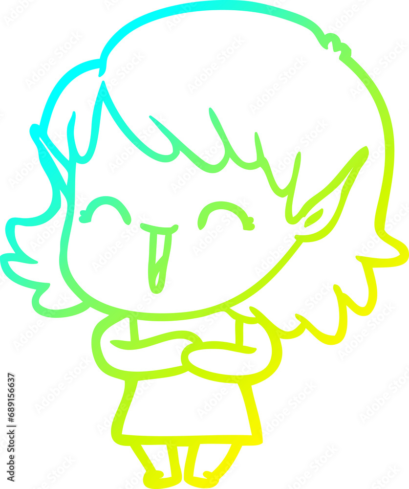 cold gradient line drawing of a cartoon elf girl cold gradient line drawing of a cartoon elf girl