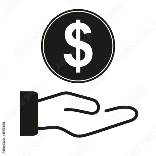 Hands holding coin currency dollar use