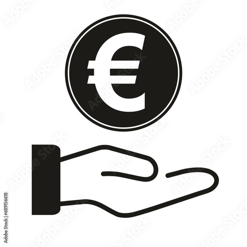 Hands holding coin currency euro