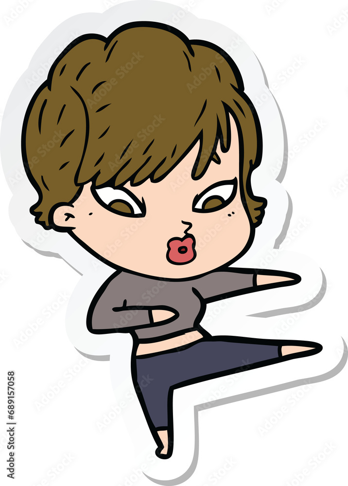 sticker of a cartoon woman sticker of a cartoon woman
