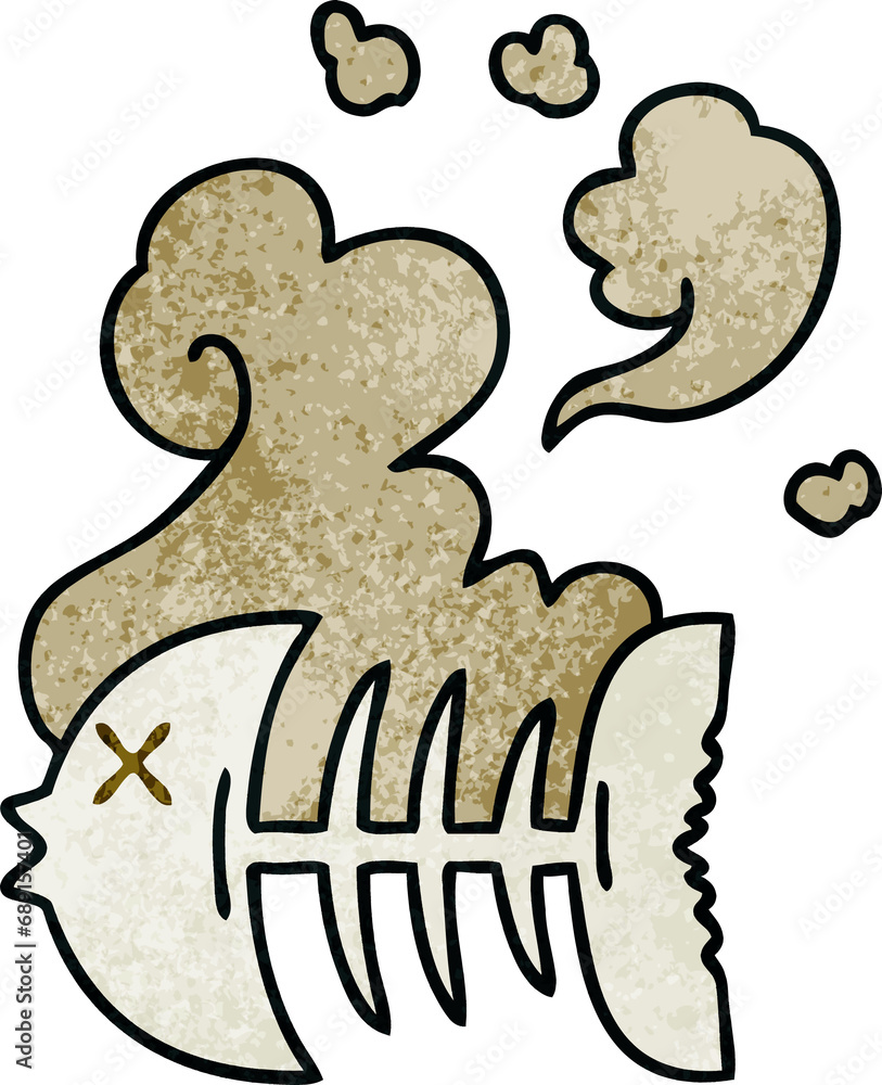 hand drawn quirky cartoon dead fish skeleton hand drawn quirky cartoon dead fish skeleton