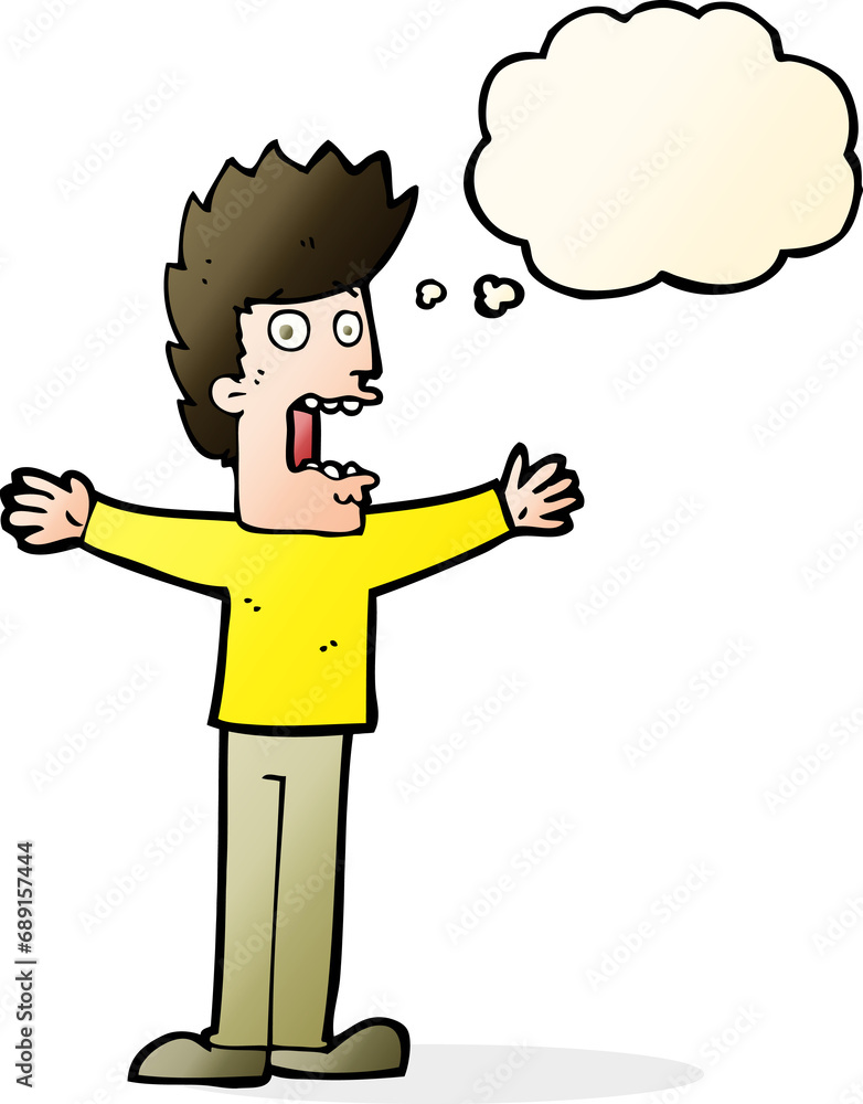 cartoon terrified man with thought bubble cartoon terrified man with thought bubble