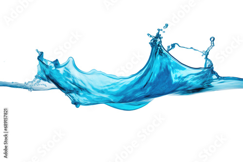 Vibrant Splash Of Blue Water, Transparent White Background, Png.