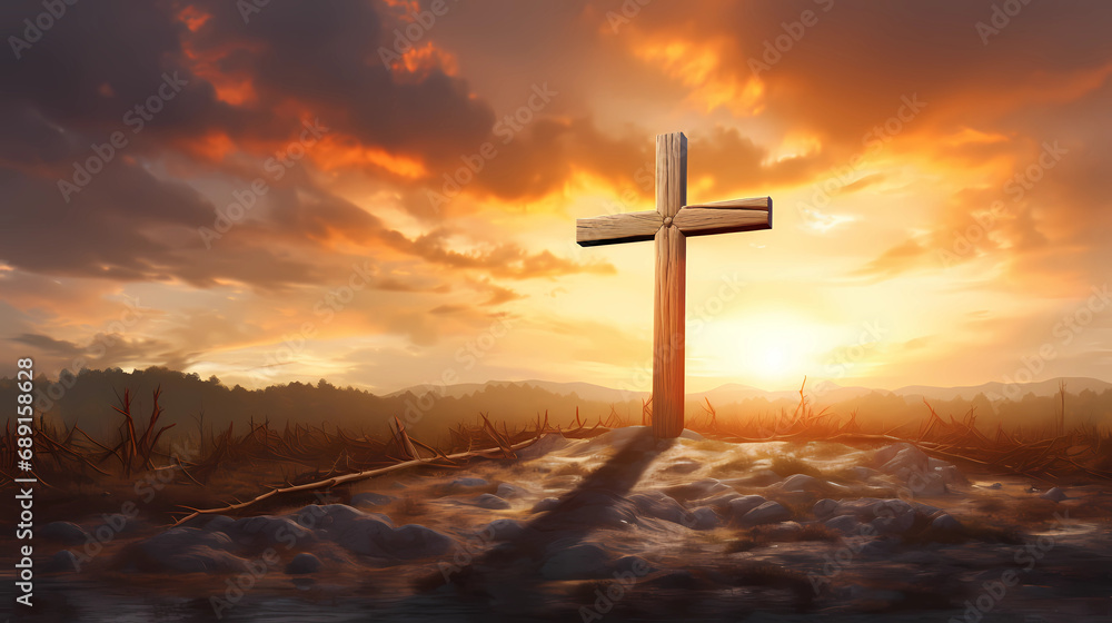 Crucifixion At Sunrise - Resurrection Concept