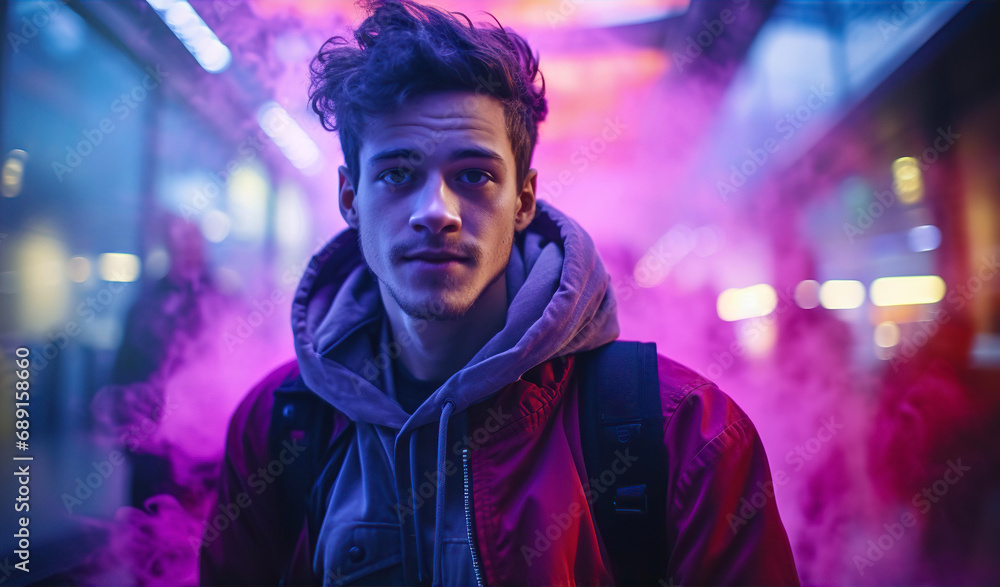 Portrait of attractive young man. Modern subculture, artistic creative people Portrait of attractive young man. Modern subculture, artistic creative people