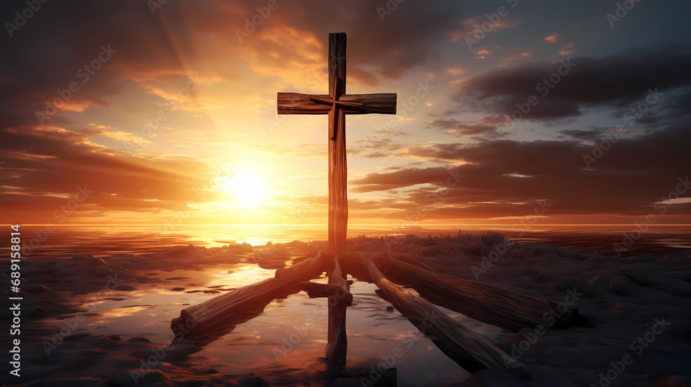 Crucifixion At Sunrise - Resurrection Concept