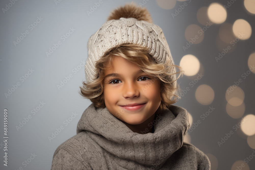 Happy Boy on a Christmas Background Happy Boy on a Christmas Background