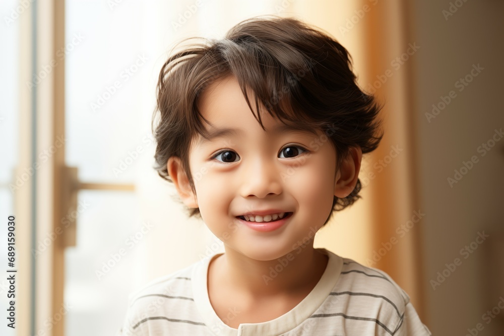 Happy Japanese Boy on a Christmas Background Happy Japanese Boy on a Christmas Background