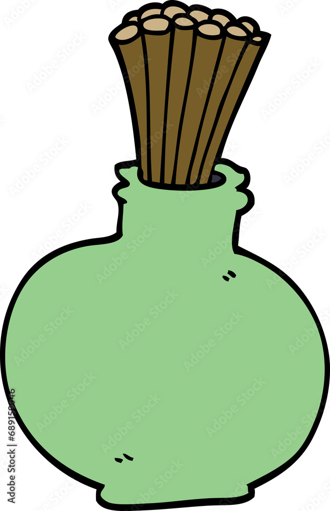 Fototapeta premium cartoon doodle reeds in vase