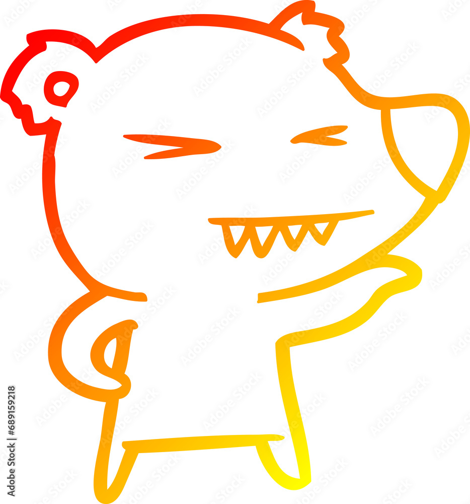 warm gradient line drawing of a angry bear cartoon warm gradient line drawing of a angry bear cartoon