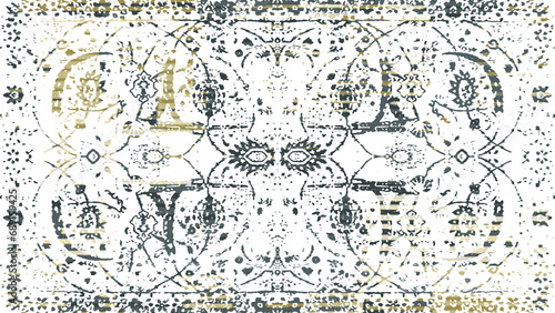 Carpet and Fabric print design with grunge and distressed texture repeat pattern © mira