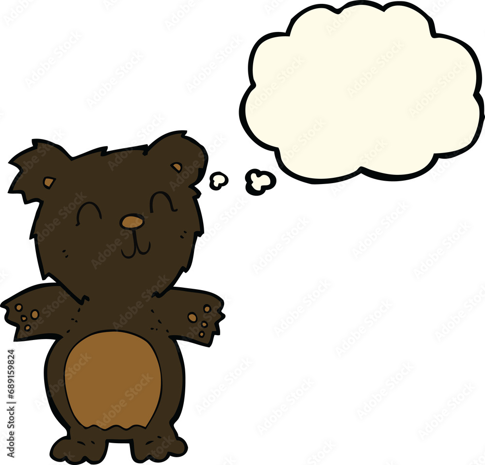 cartoon cute black bear cub with thought bubble cartoon cute black bear cub with thought bubble