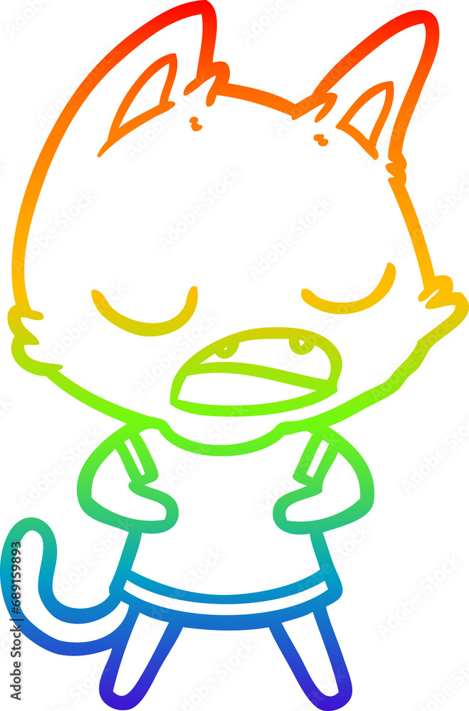 rainbow gradient line drawing of a talking cat cartoon rainbow gradient line drawing of a talking cat cartoon