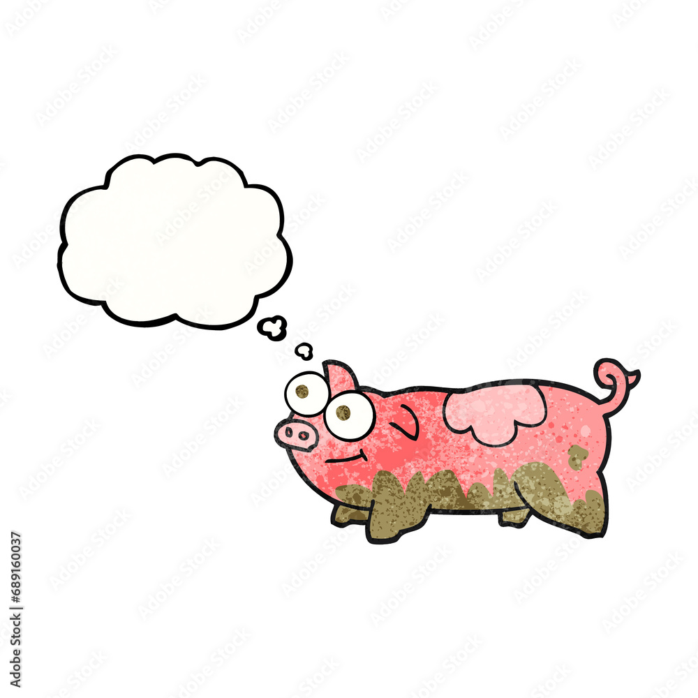 freehand drawn thought bubble textured cartoon pig freehand drawn thought bubble textured cartoon pig