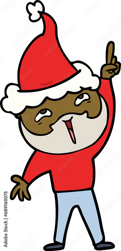 hand drawn line drawing of a happy bearded man wearing santa hat hand drawn line drawing of a happy bearded man wearing santa hat