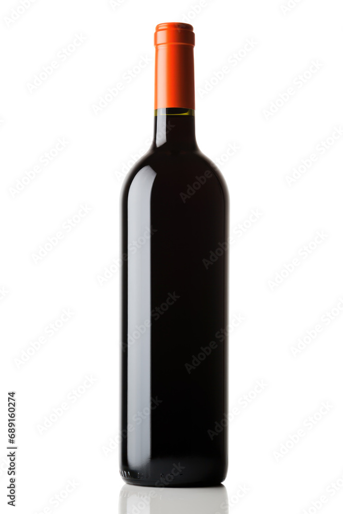 Bottle or red wine without label isolated on white background