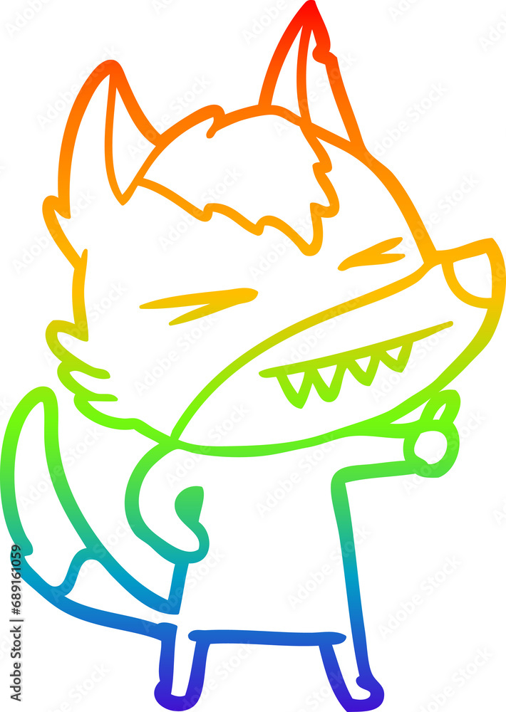 rainbow gradient line drawing of a angry wolf cartoon rainbow gradient line drawing of a angry wolf cartoon
