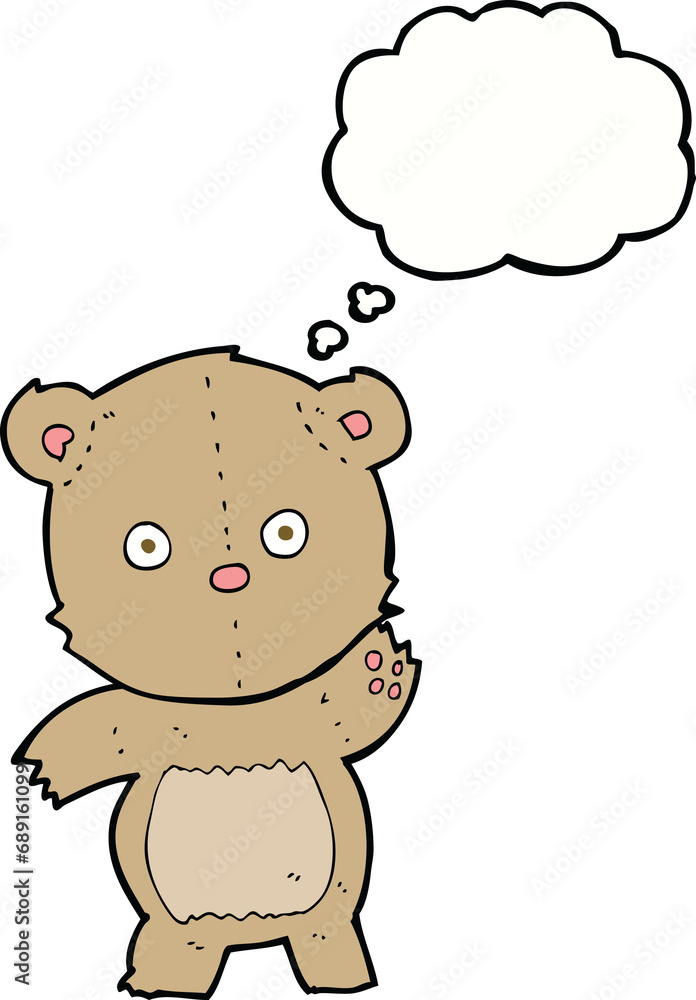 cartoon teddy bear with thought bubble