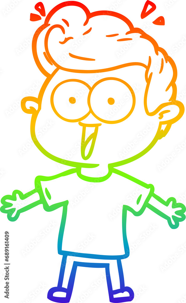 rainbow gradient line drawing of a cartoon staring man rainbow gradient line drawing of a cartoon staring man