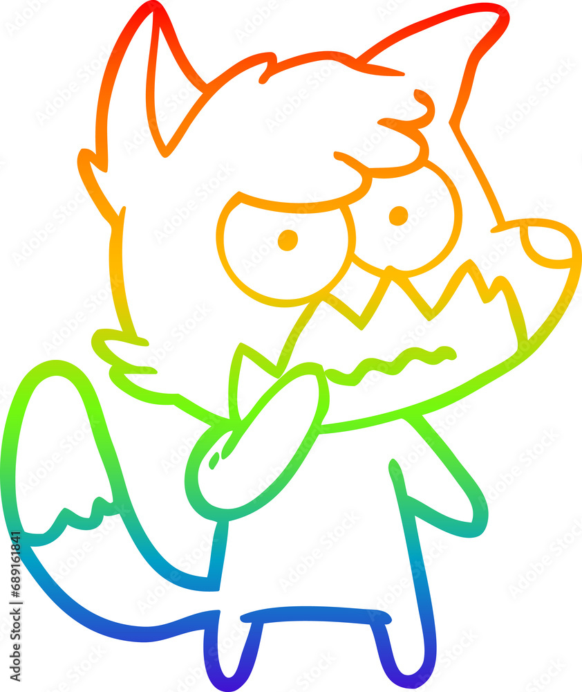 rainbow gradient line drawing of a cartoon annoyed fox rainbow gradient line drawing of a cartoon annoyed fox