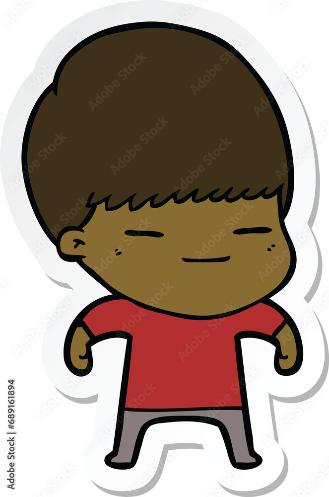 sticker of a cartoon smug boy sticker of a cartoon smug boy