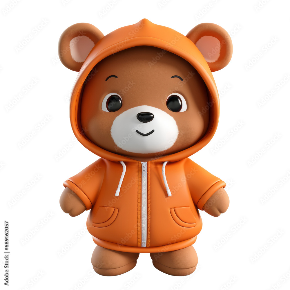 Obraz premium Bear Animal Character Toy ,Game asset valentine cartoon.Isolated on white and transparent background