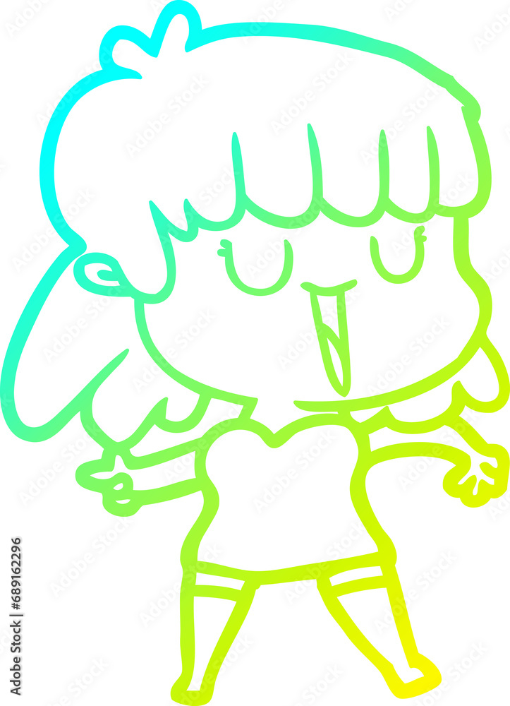 cold gradient line drawing of a cartoon woman cold gradient line drawing of a cartoon woman