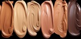 closeup top view cosmetic foundation cream various skin tone color, make up artistic design theme, Generative Ai