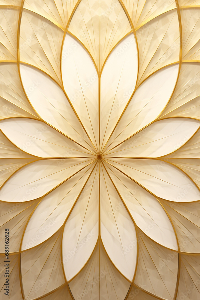 hyperbola and parabola patterns, kaleidoscopic, white leaf on textured gold paper created with Generative Ai hyperbola and parabola patterns, kaleidoscopic, white leaf on textured gold paper created with Generative Ai