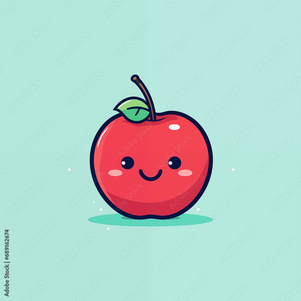 Minimalist Cartoon Of An Apple With A Smile Minimalist Cartoon Of An Apple With A Smile