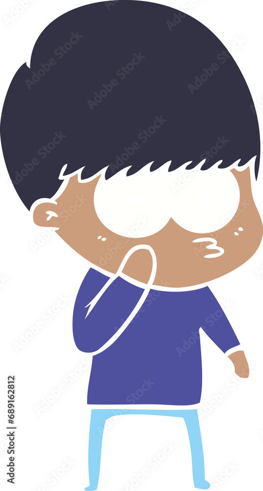 Fototapeta premium curious flat color style cartoon boy