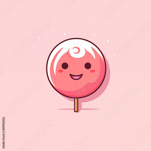 Minimalist Cartoon Of Lollipop With Smile