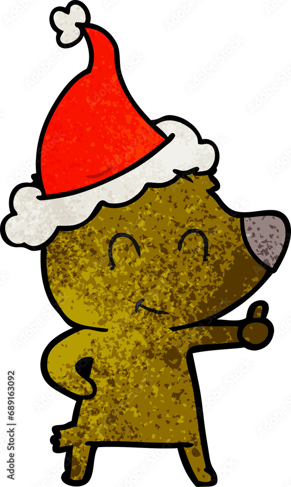 female bear hand drawn textured cartoon of a wearing santa hat female bear hand drawn textured cartoon of a wearing santa hat